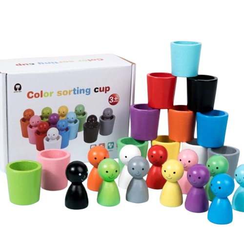 Color Sorting Toys Wooden Peg Dolls Early Learning