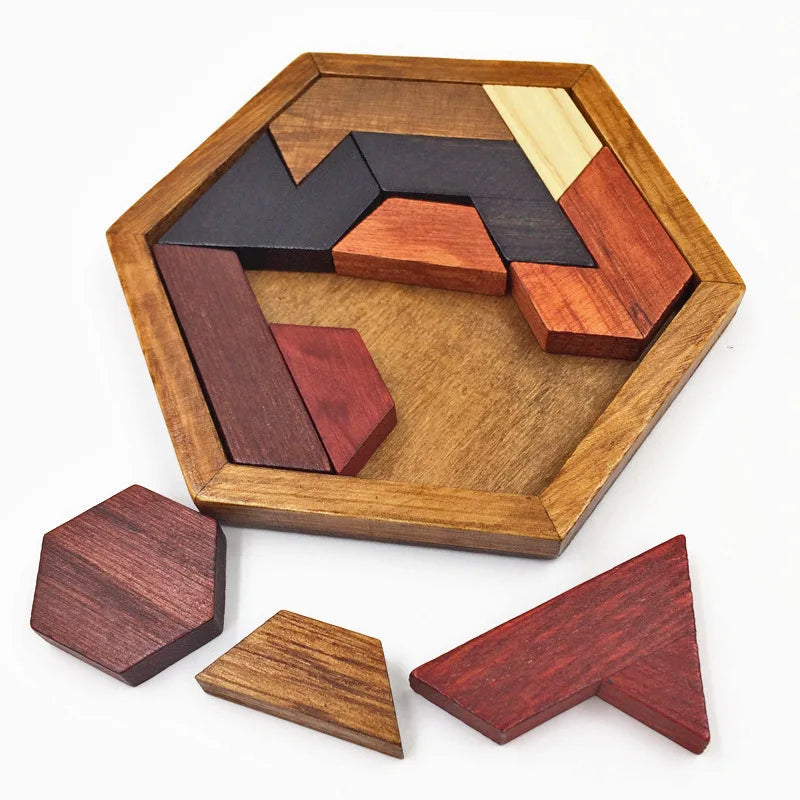 Hexagonal Wooden Puzzle IQ Game for Kids