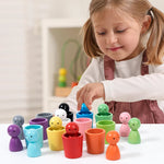 Load image into Gallery viewer, Color Sorting Toys Wooden Peg Dolls Early Learning
