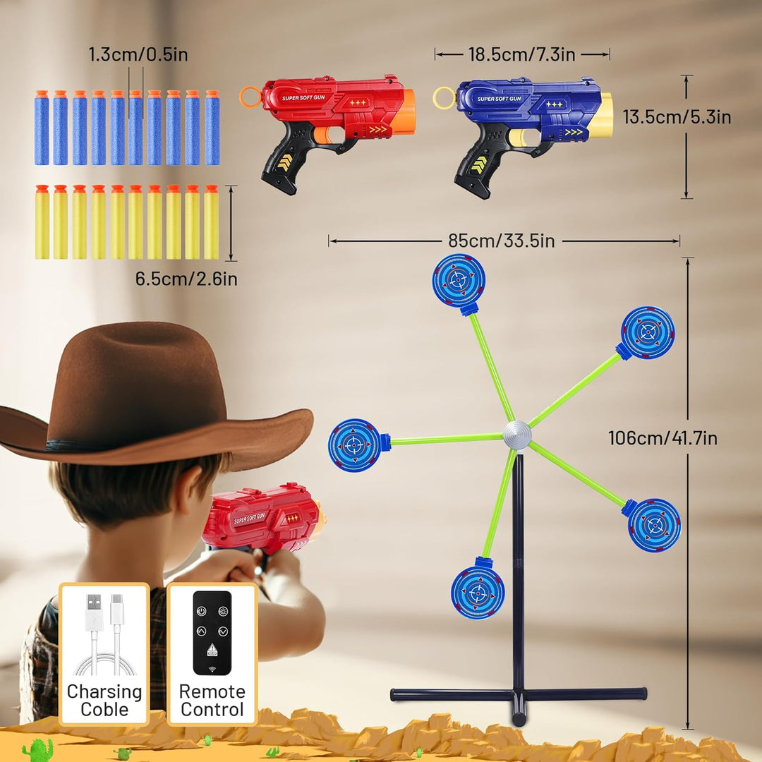 2-Player Shooting Game Toy, Foam Dart Toy Gun with Auto Reset