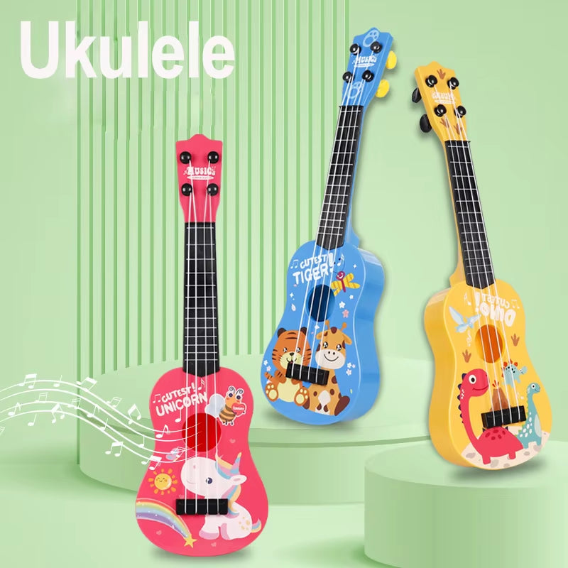 Ukulele Musical Toy 4 Strings Small Guitar Montessori for Kids