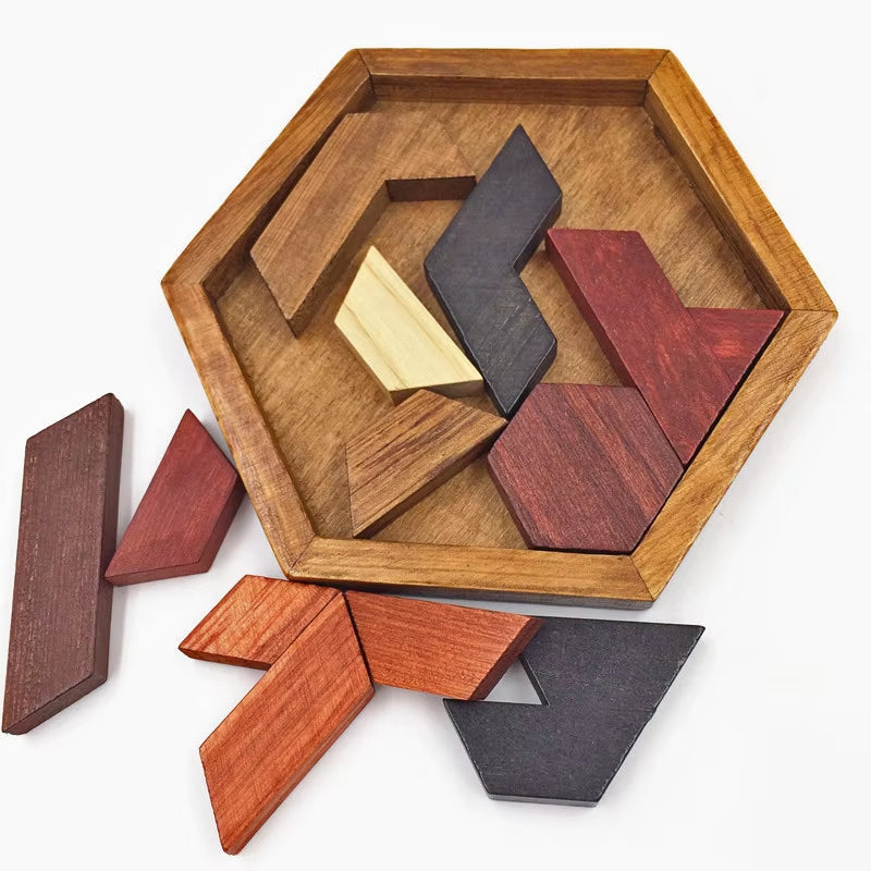 Hexagonal Wooden Puzzle IQ Game for Kids