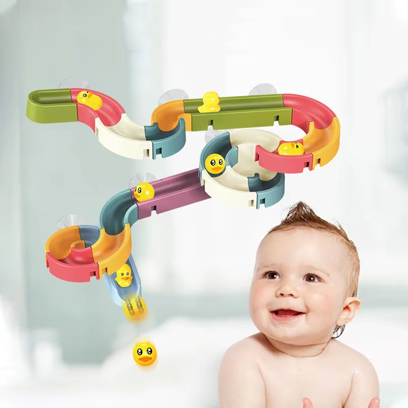 Baby Bath Toy Wall Slide Tracks, Wind-Up Duck Water Toy