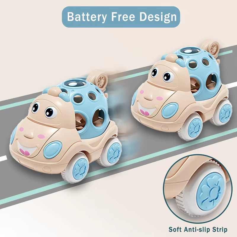 Soft Rubber Push & Go Car Toy for 6-12 Month Infants, Friction Truck