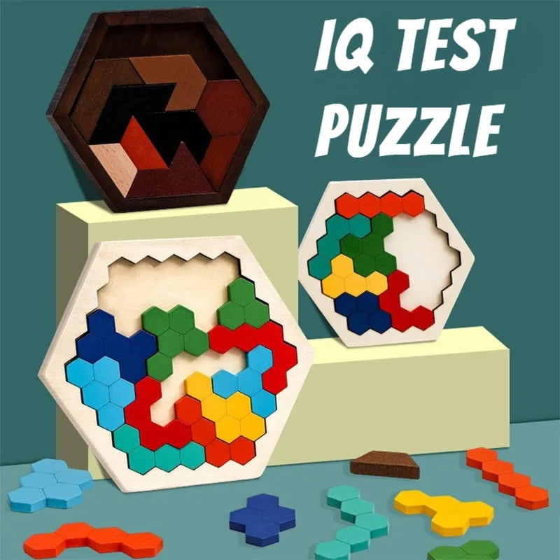 Hexagonal Wooden Puzzle IQ Game for Kids