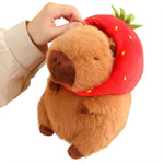 Load image into Gallery viewer, Cute Capybara Plush Toy with Turtle Bag &amp; Strawberry Cap
